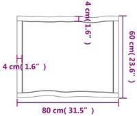vidaXL Tischplatte 80x60x(2-4) cm Massivholz Behandelt Baumkante