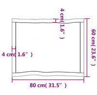 vidaXL Tischplatte 80x60x(2-4) cm Massivholz Unbehandelt Baumkante