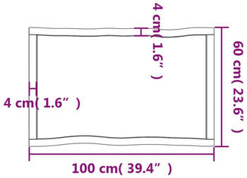 vidaXL Tischplatte 100x60x4 cm Massivholz Eiche Unbehandelt Baumkante
