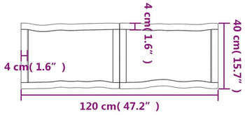 vidaXL Tischplatte 120x40x4 cm Massivholz Eiche Behandelt Baumkante