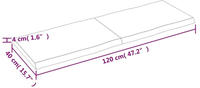 vidaXL Tischplatte Dunkelgrau 120x40x4 cm Eichenholz mit Baumkante