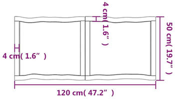 vidaXL Tischplatte Dunkelgrau 120x50x4 cm Eichenholz mit Baumkante