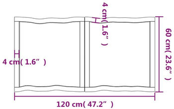 vidaXL Tischplatte Dunkelgrau 120x60x4 cm Eichenholz mit Baumkante