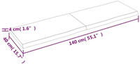 vidaXL Tischplatte 140x40x4 cm Massivholz Eiche Unbehandelt Baumkante
