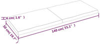 vidaXL Tischplatte 140x50x4 cm Massivholz Eiche Unbehandelt Baumkante