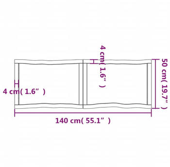 vidaXL Tischplatte Dunkelgrau 140x50x4 cm Eichenholz mit Baumkante