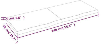 vidaXL Tischplatte Dunkelgrau 140x50x4 cm Massivholz Eiche Behandelt