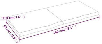 vidaXL Tischplatte Dunkelgrau 140x60x4 cm Massivholz Eiche Behandelt