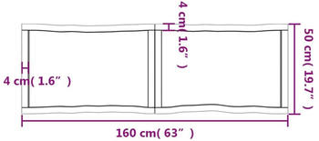 vidaXL Tischplatte 160x50x4 cm Massivholz Eiche Unbehandelt Baumkante