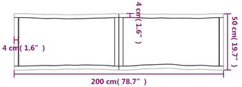 vidaXL Tischplatte 200x50x4 cm Massivholz Eiche Unbehandelt Baumkante
