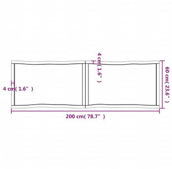 vidaXL Tischplatte Dunkelgrau 200x60x4 cm Eichenholz mit Baumkante
