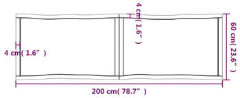 vidaXL Tischplatte Hellbraun 200x60x4cm Eichenholz Behandelt Baumkante