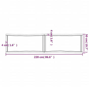 vidaXL Tischplatte Dunkelgrau 220x50x4 cm Eichenholz mit Baumkante