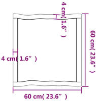 vidaXL Tischplatte 60x60x(2-6) cm Massivholz Unbehandelt Baumkante