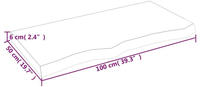 vidaXL Tischplatte 100x50x(2-6) cm Massivholz Eiche Unbehandelt