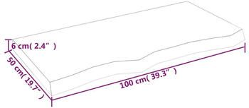 vidaXL Tischplatte 100x50x6 cm Massivholz Eiche Unbehandelt