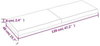 vidaXL Tischplatte 120x40x6 cm Massivholz Eiche Behandelt Baumkante