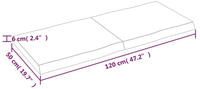 vidaXL Tischplatte Dunkelgrau 120x50x6 cm Eichenholz mit Baumkante