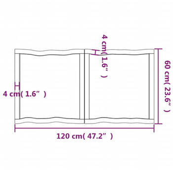 vidaXL Tischplatte Dunkelgrau 120x60x6 cm Eichenholz mit Baumkante
