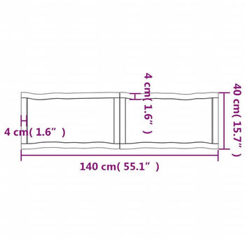 vidaXL Tischplatte Dunkelgrau 140x40x6 cm Eichenholz mit Baumkante