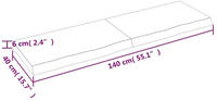 vidaXL Tischplatte Dunkelgrau 140x40x6 cm Massivholz Eiche Behandelt