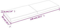 vidaXL Tischplatte 140x50x6 cm Massivholz Eiche Behandelt Baumkante