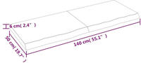 vidaXL Tischplatte Dunkelgrau 140x50x6 cm Massivholz Eiche Behandelt