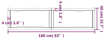 vidaXL Tischplatte Dunkelgrau 160x40x6 cm Eichenholz mit Baumkante
