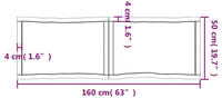vidaXL Tischplatte Dunkelgrau 160x50x6 cm Eichenholz mit Baumkante
