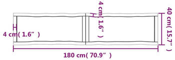 vidaXL Tischplatte Dunkelgrau 180x40x6 cm Eichenholz mit Baumkante