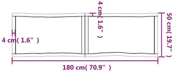 vidaXL Tischplatte 180x50x6 cm Massivholz Eiche Unbehandelt Baumkante