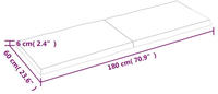 vidaXL Tischplatte 180x60x6 cm Massivholz Eiche Unbehandelt Baumkante