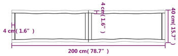 vidaXL Tischplatte Hellbraun 200x40x6cm Eichenholz Behandelt Baumkante