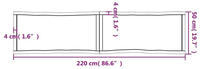 vidaXL Tischplatte Dunkelgrau 220x50x6 cm Eichenholz mit Baumkante
