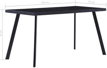 vidaXL Esstisch Schwarz 140 x 70 x 75 cm Hartglas