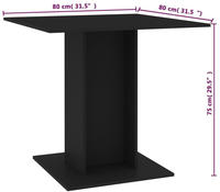 vidaXL Esstisch Schwarz 80x80x75 cm Holzwerkstoff