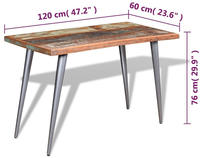 vidaXL Esstisch Altholz Massiv 120x60x76 cm