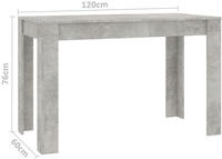 vidaXL Esstisch Betongrau 120x60x76 cm Holzwerkstoff