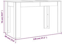 vidaXL Esstisch Grau Sonoma 120x60x76 cm Holzwerkstoff