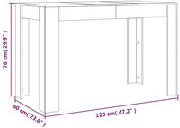vidaXL Esstisch R&auml;uchereiche 120x60x76 cm Holzwerkstoff