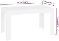 vidaXL Esstisch Wei&szlig; 140x74,5x76 cm Holzwerkstoff