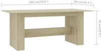 vidaXL Esstisch Sonoma-Eiche 180x90x76 cm Holzwerkstoff