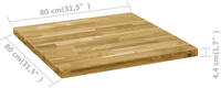 vidaXL Tischplatte Eichenholz Massiv Quadratisch 44 mm 80x80 cm