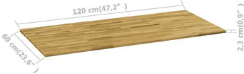 vidaXL Tischplatte Eichenholz Massiv Rechteckig 23 mm 120 x 60 cm