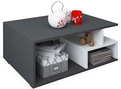 VCM Sulas Couchtisch 4 Ablagen wei&szlig; anthrazit grey Engineered wood (918604)