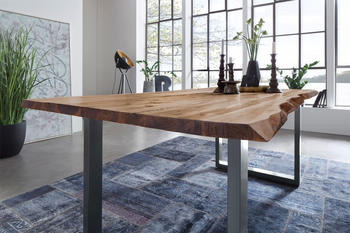 sam Esstisch Baumkante Massiv Akazie natur 160 x 85 silber NOAH Akazie Natur
