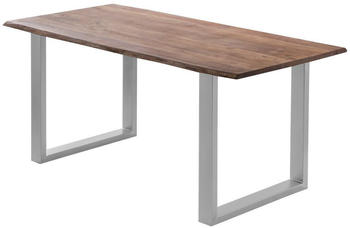 sam Esstisch Baumkante massiv Akazie stonefarben 180 x 90 cm silber LAURINA Akazie Natur