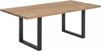 SIT TABLES & CO Tisch 180x90 cm, Wildeiche, schwarzes Gestell Platte natur, Gestell antikschwarz (07107-28)