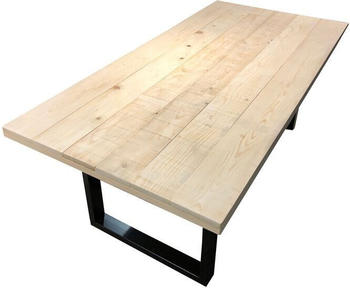 Möbilia Tisch 200x100 cm Platte Fichte/Tanne,Gestell antikschwarz U-Form (25020006)