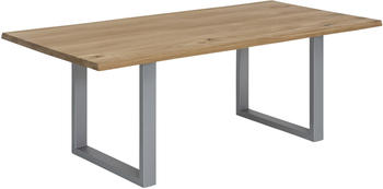 SIT Baumkante-Esstisch 120x80x76 cm 40 mm Wildeiche natur antiksilber 07107-82